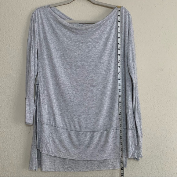 We The Free People Gray Luna Top Long Sleeve Wide Neck Split Sides Size XS? Sml? - Picture 4 of 11